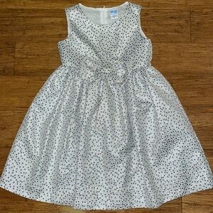 Lulu & me girls silver and grey polka dot party dress with bow size 6x NWOT